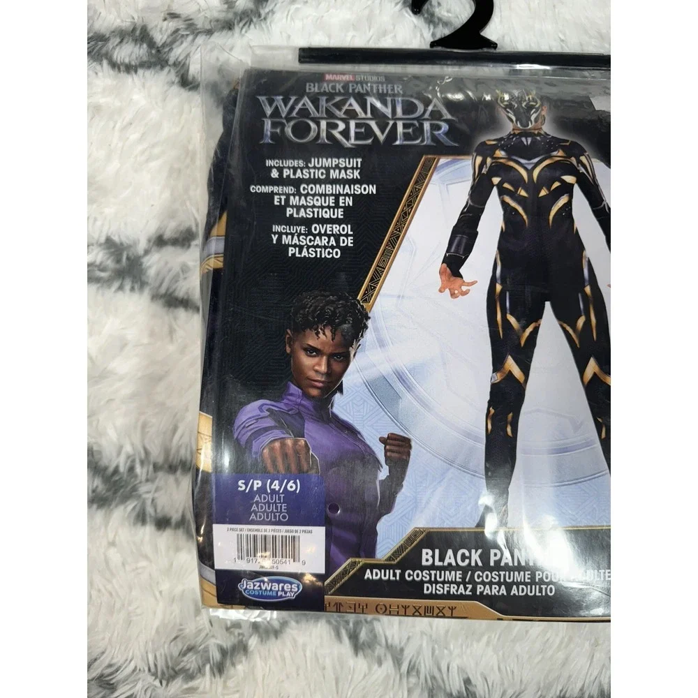 MARVEL Wakanda Forever Black Panther Jumpsuit Mask Costume Adult S‎ (4-6) NEW - Picture 5 of 8